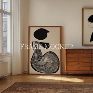 Vertical Frame Mockup, 1.5 Frame Wall Art Mockup PSD & JPG, Interior Wooden Frame Mockup, Minimal Style Digital Print and Poster Shop Mockup