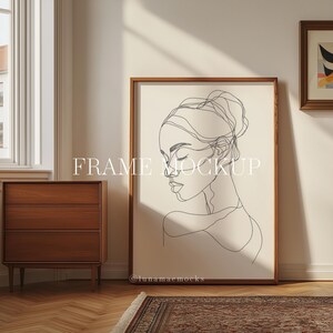 Vertical Frame Mockup, 1.5 Frame Wall Art Mockup PSD & JPG, Interior Wooden Frame Mockup, Minimal Style Digital Print and Poster Shop Mockup