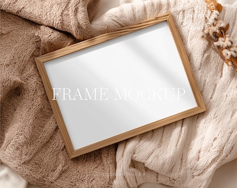 Cozy Fall Frame Mockup: Rustic Autumn Wall Art Display (PSD & JPG)