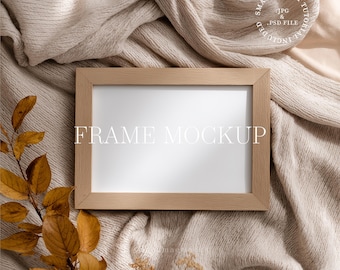 Cozy Fall Frame Mockup: Horizontal Autumn Wall Art Display (PSD & JPG)