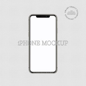 May include: A smartphone mockup with a white screen, black bezel, and the text "iPhone Mockup" in the center. A circular graphic in the upper right corner reads "Smart Object, PSD File with Transparent Background, Tutorial Included."