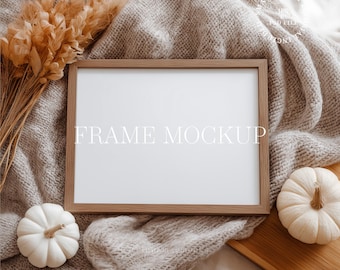 Cozy Fall Frame Mockup: Rustic Autumn Wall Art Display (PSD & JPG)