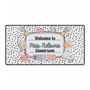 Personalized Teacher Desk Mat: Calm Colors, Polka Dot Classroom Decor image 4