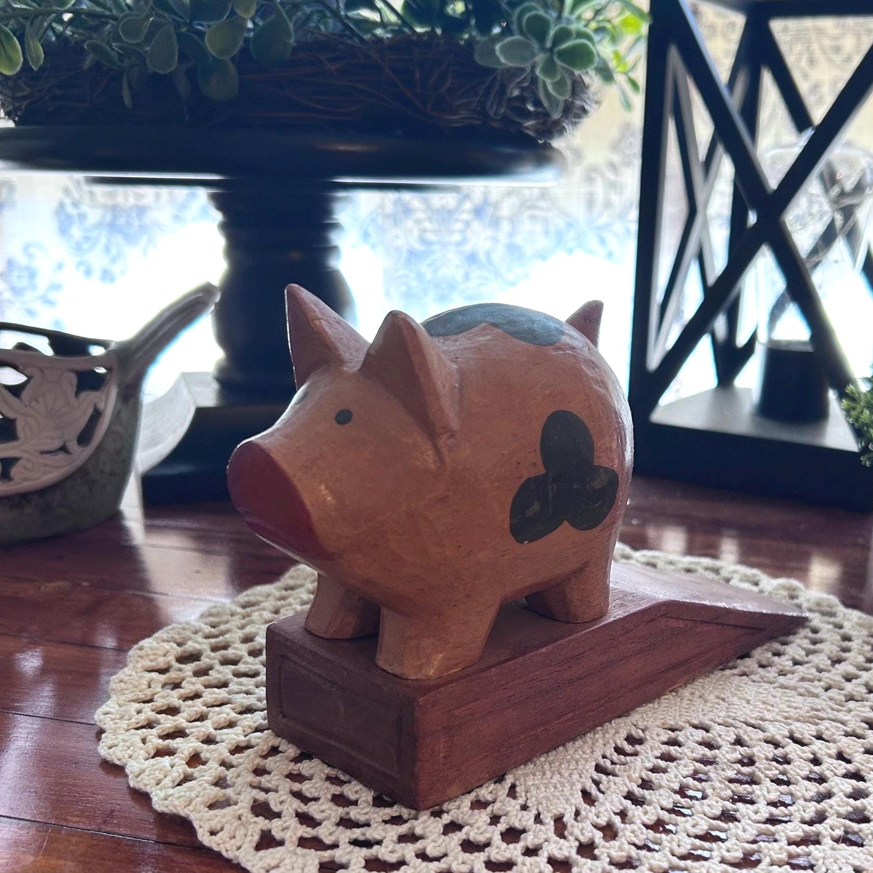 Vintage Indonesian Hand-carved Wooden Pig – Primitive Folk Art