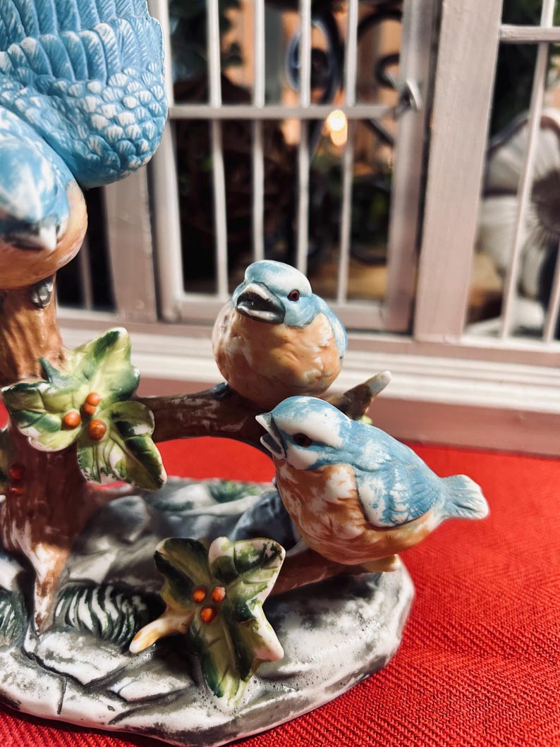 Vintage Bluebird Porcelain Figurine – Hand-painted Bird Sculpture on ...