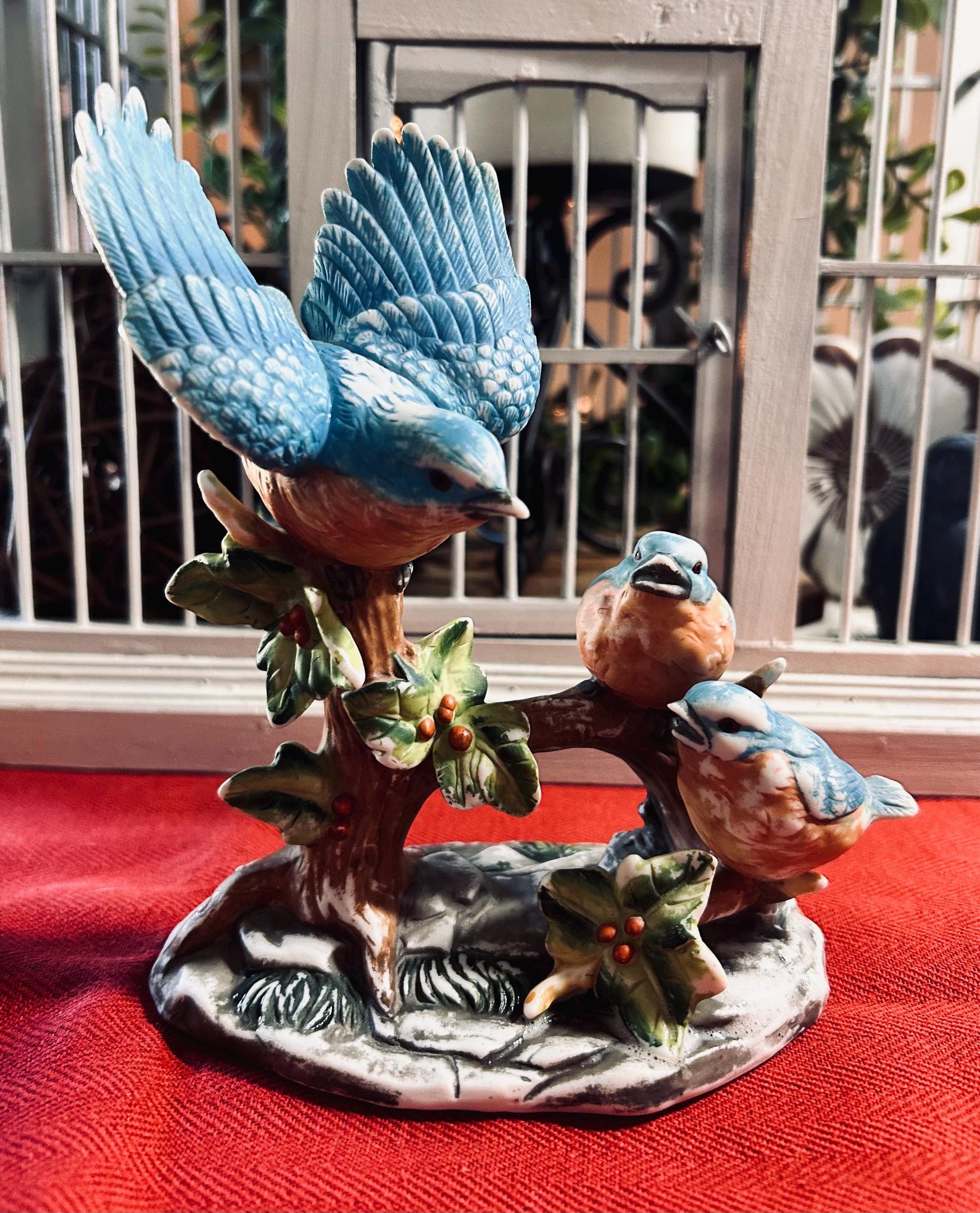 Vintage Bluebird Porcelain Figurine – Hand-painted Bird Sculpture on ...
