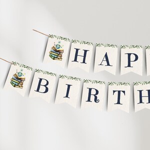 Kapitel eins alles Gute zum Geburtstag Banner, eins für die Bücher Thema Geburtstag Dekoration, bedruckbares Banner für Party, Dekorationen für Buchparty, b01b