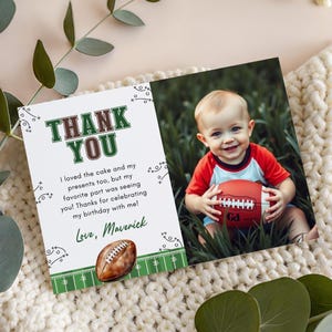 Tackkort för fotboll, Festdekorationer för första året, Tackkort för fotbollsfödelsedag, Amerikansk fotbollsfest, Fotbollsfestkort, f01d