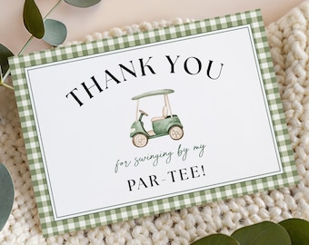 Editable Golf Thank You Card, Hole in One Party Decor, Printable Golfing Birthday Thank You Note, g01b