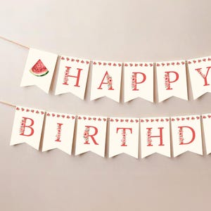 One in a Melon Happy Birthday Banner, Watermelon Birthday Decor, Printable Watermelon Banner, Girl First Birthday, One in a Melon, w02m