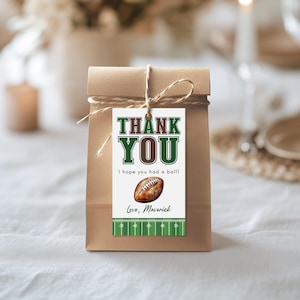 Etiquetas de recuerdo para cumpleaños de fútbol, regalos para fiesta de cumpleaños de fútbol, etiquetas de agradecimiento imprimibles para primer año, primer cumpleaños de niño, f01d