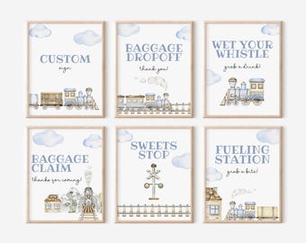 Train Party Signs Bundle, Choo Choo Train Birthday Signs, Chugga Chugga Two Two Decor, Train Birthday Decorations, Printable Signs, c02t