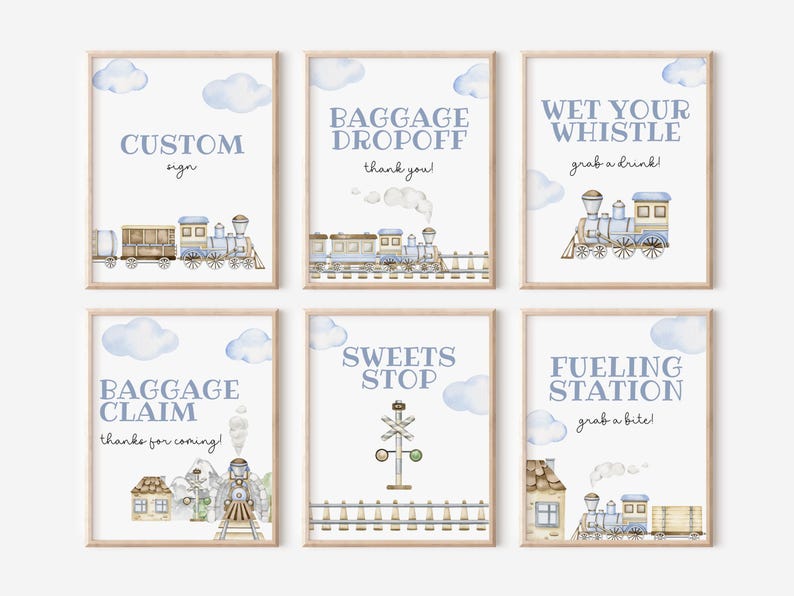 Train Party Signs Bundle, Choo Choo Train Birthday Signs, Chugga Chugga Two Two Decor, Train Birthday Decorations, Printable Signs, c02t