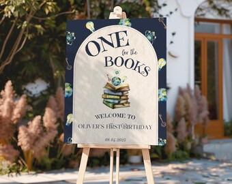 One for the Books Storybook First Birthday Welcome Sign (Editable and Printable Template), b01b