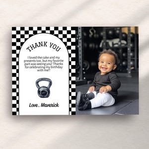 Cartão de agradecimento de aniversário One Strong Dude, decoração de festa de aniversário com tema de academia para impressão, decorações de aniversário para amantes de fitness, One Strong Baby, o11d
