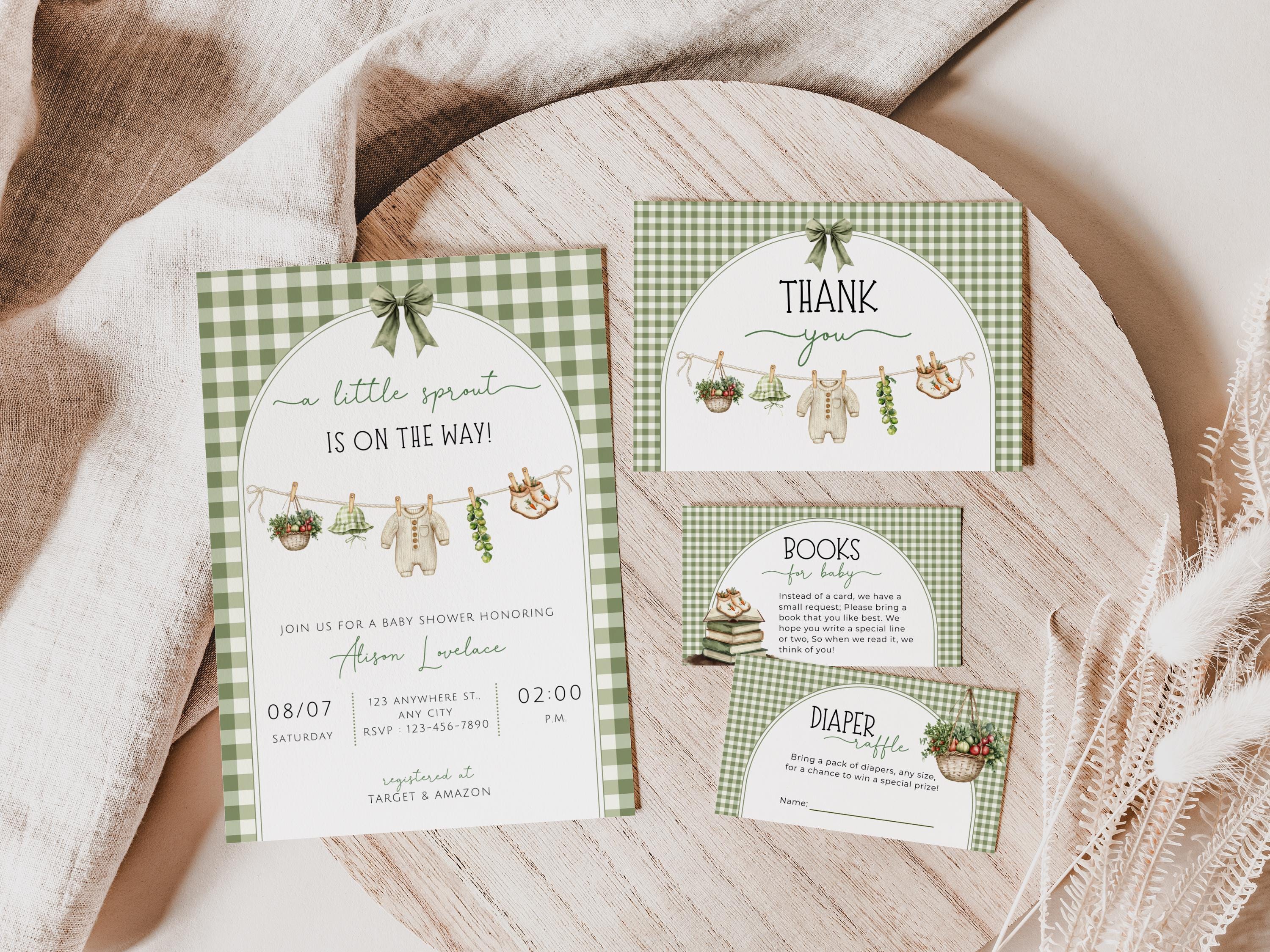 Editable Little Sprout Baby Shower Invitation Bundle, Locally Grown Baby Shower Invite, Farmers Market Baby Sprinkle, Home Grown Baby, l01s