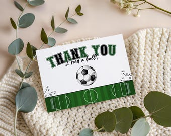 Tarjeta de agradecimiento de fútbol de Edtiabel, decoración para fiesta de cumpleaños de fútbol, nota de agradecimiento para fiesta de fútbol, primer cumpleaños de novato de fútbol, s11b