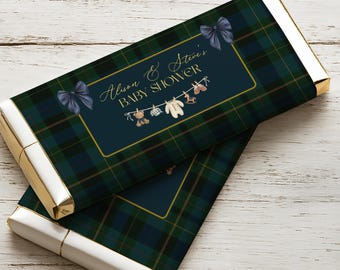 Polo Plaid Baby Shower Chocolate Bar Wrappers, Ralph Teddy Bear Baby Shower Decor, Baby Sprinkle Candy Bar Label, Party Favors, p21c