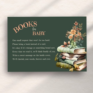 Demande de livre pour baby shower A New Chapter Begins, décorations A New Chapter, décoration de fête bébé en fleurs, thèmes baby shower printaniers, a09c