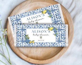 Lemon Baby Shower Chocolate Bar Wrappers, Ciao Baby Shower Decor, Italian Summer Bridal Shower Candy Bar Wrapper, Lemon Party Favors, e98m