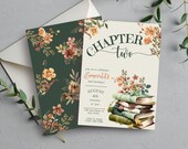 Chapter Two Birthday Invitation, Book Themed Second Birthday Party Decor, 2 Year Old Birthday Party Decorations, Wildflower Invite, o12b
