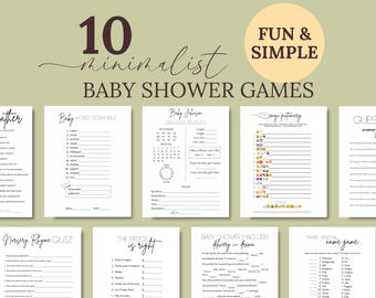 Baby Shower Games Bundle, Minimalist Gender Neutral Baby Sprinkle Activities, Printable Funny Simple Baby Shower Games, Fun Activity, b54s