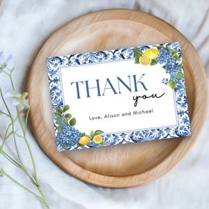 Lemon Baby Shower Thank You Card, Ciao Baby Thank You Note, Italian Summer Baby Sprinkle, Printable Mediterranean Lemon Favor Tag, e98m