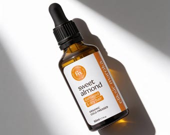 Huile d'amande douce biologique : pressée à froid, hydratant pour le visage, les cheveux et le corps (50 ml)