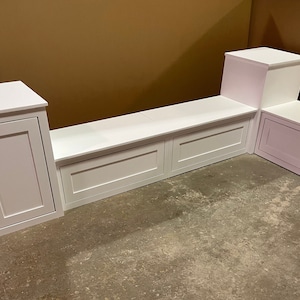 CUSTOM Banquette Bench Nook  Window Bench Seat with  Storage Drawers- No Finish