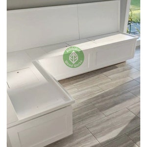 Shaker Banquette- Corner Bench Seat Kitchen Nook with  Storage Drawers Kitchen Island Bench Storage