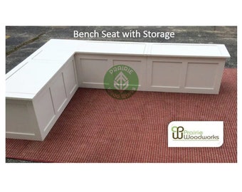 Shaker Bench, Mission Bench, Kitchen Nook, Banquette, Dining Bench, Kitchen Bench Storage, L shaped Bench UNFINISHED RAW
