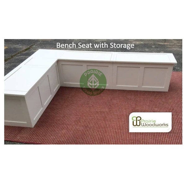 Shaker Kitchen Nook Bench with Lid Storage: Raw Wood Corner Banquette