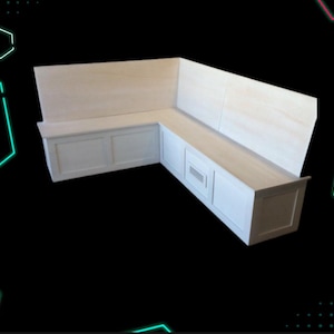 Raw Maple Banquette Bench with Backrest - L Shaped Kitchen Nook