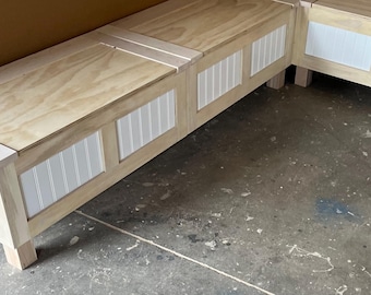 Unfinished Farmhouse Kitchen Nook Bench with Storage