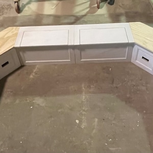 Bay Window Bench,  Angled Bench,  Segmented Banquette Bench Curved Kitchen Bench.  Custom Bench