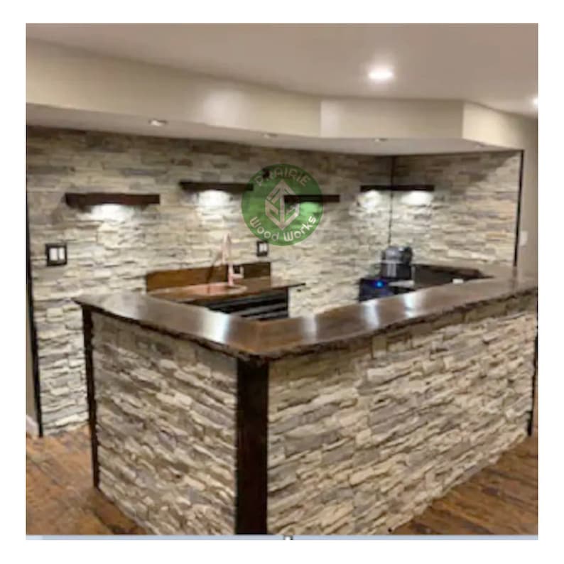 RAW Wood Floating Shelf With Led Lights Unstained Farmhouse Etsy UK