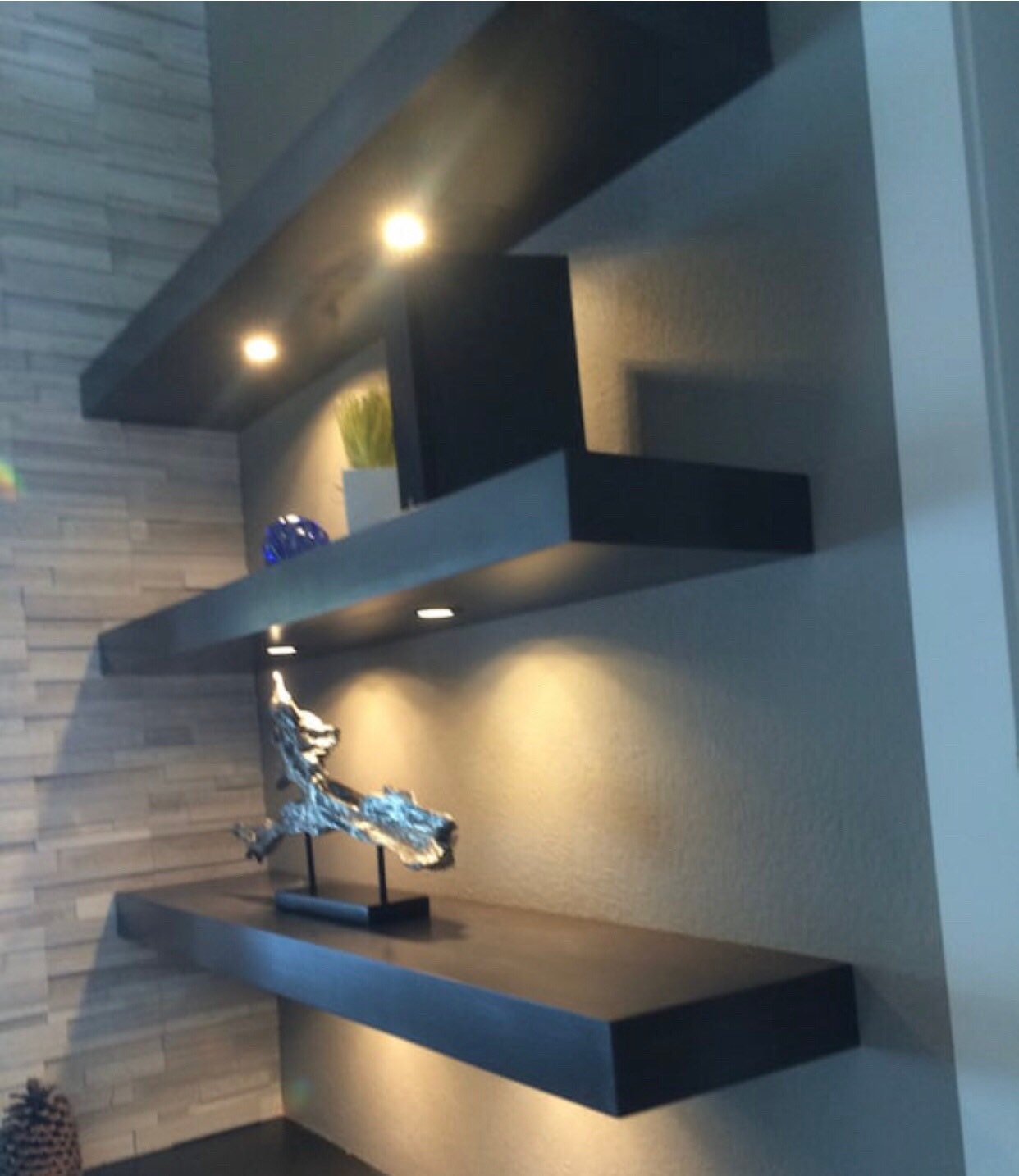 Raw Maple Floating Shelf With Led Lights Unstained Raw Maple Floating Shelf With Led, Led Light Shelves