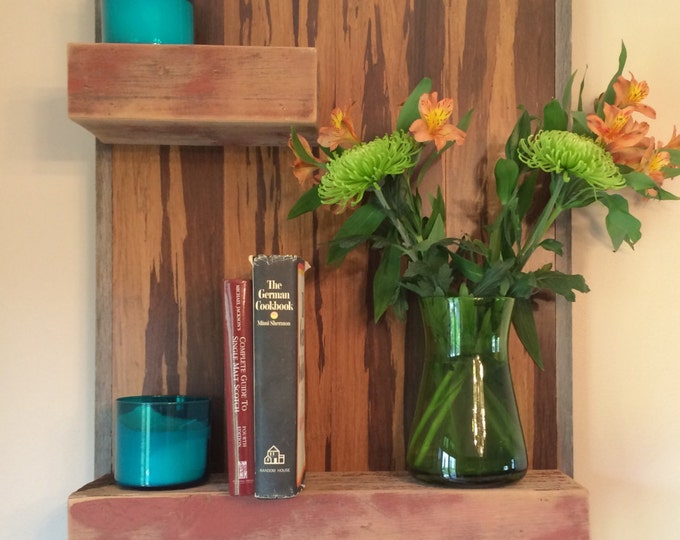 Reclaimed Barn Wood Floating Shelves Mounted on Solid Bamboo Etsy