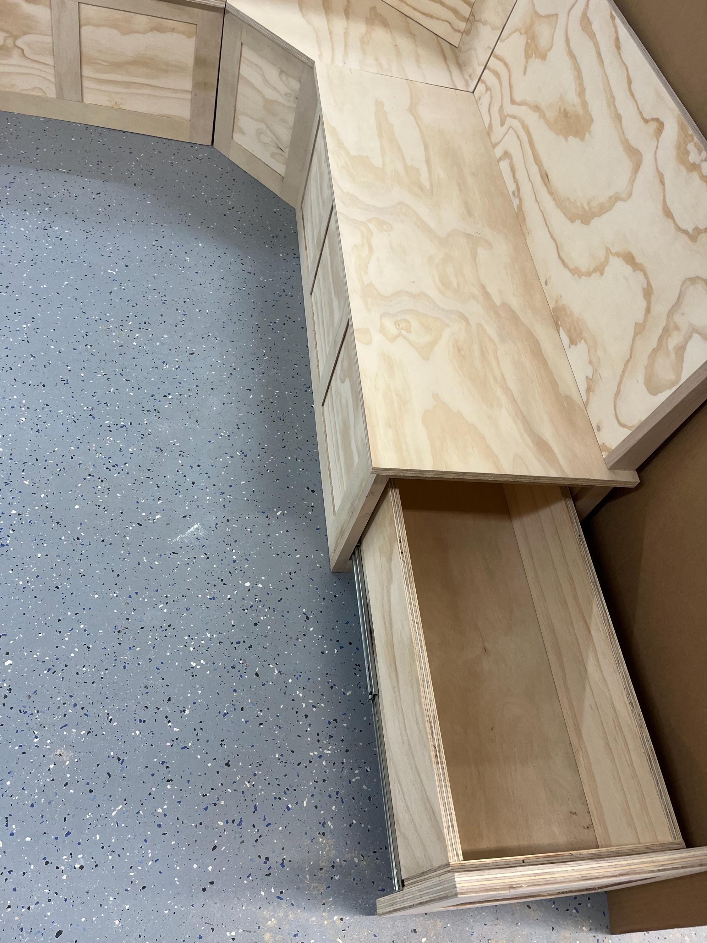 Angled Shaker Corner Bench With Storage Drawers: Kitchen Nook Seating ...