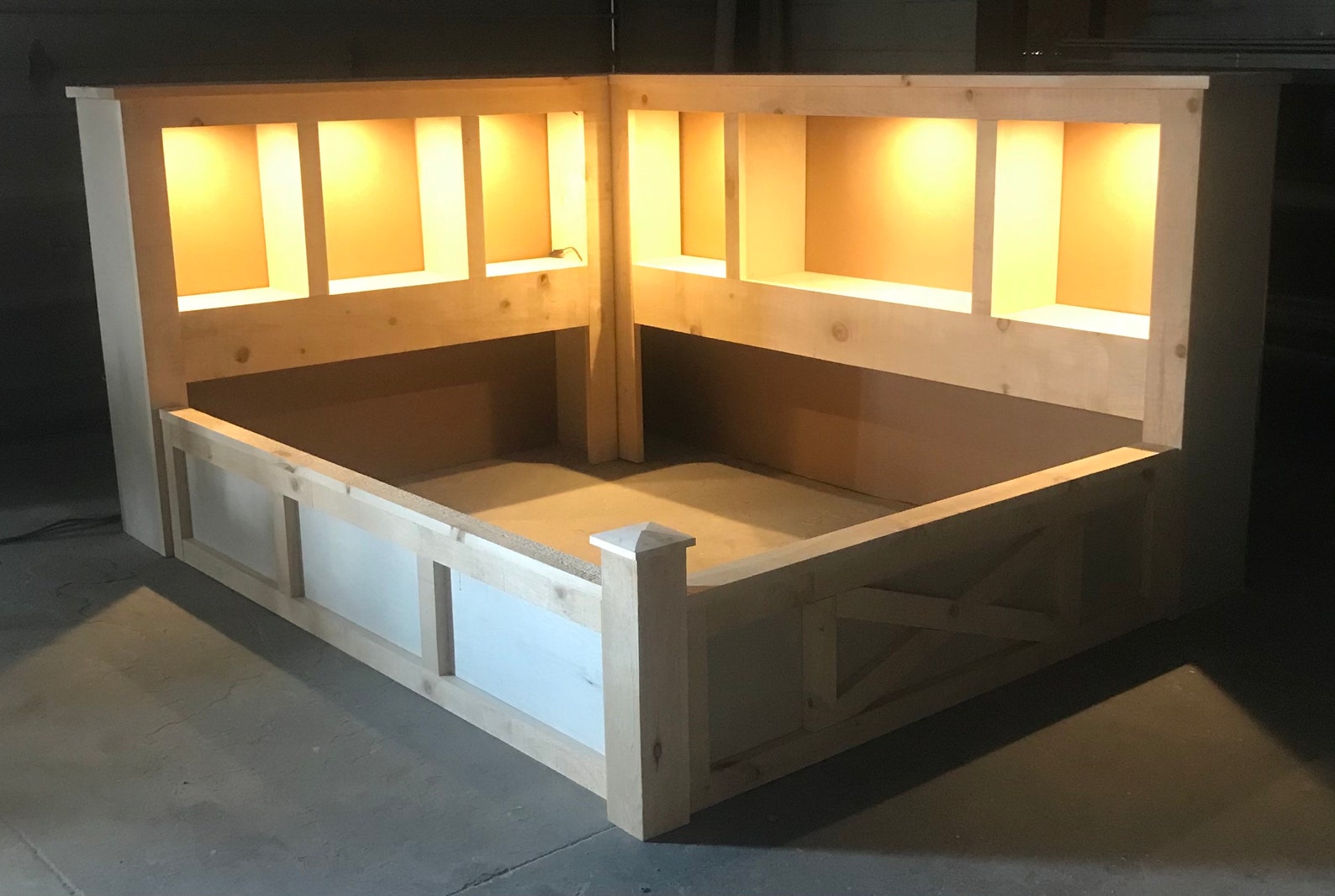 Rustic Bed Frame With Lights. Made to Order - Etsy