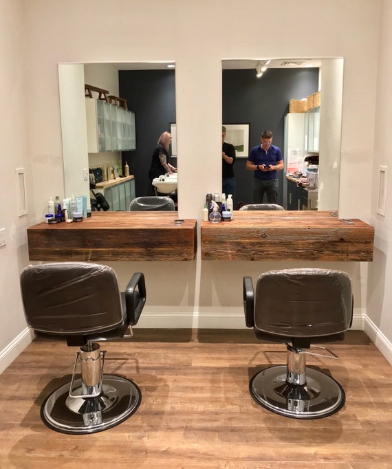 Rustic Floating Vanity Cabinetry Salon Work Station - Etsy UK Rustic Floating Vanity Cabinetry Salon Work Station - Etsy UK