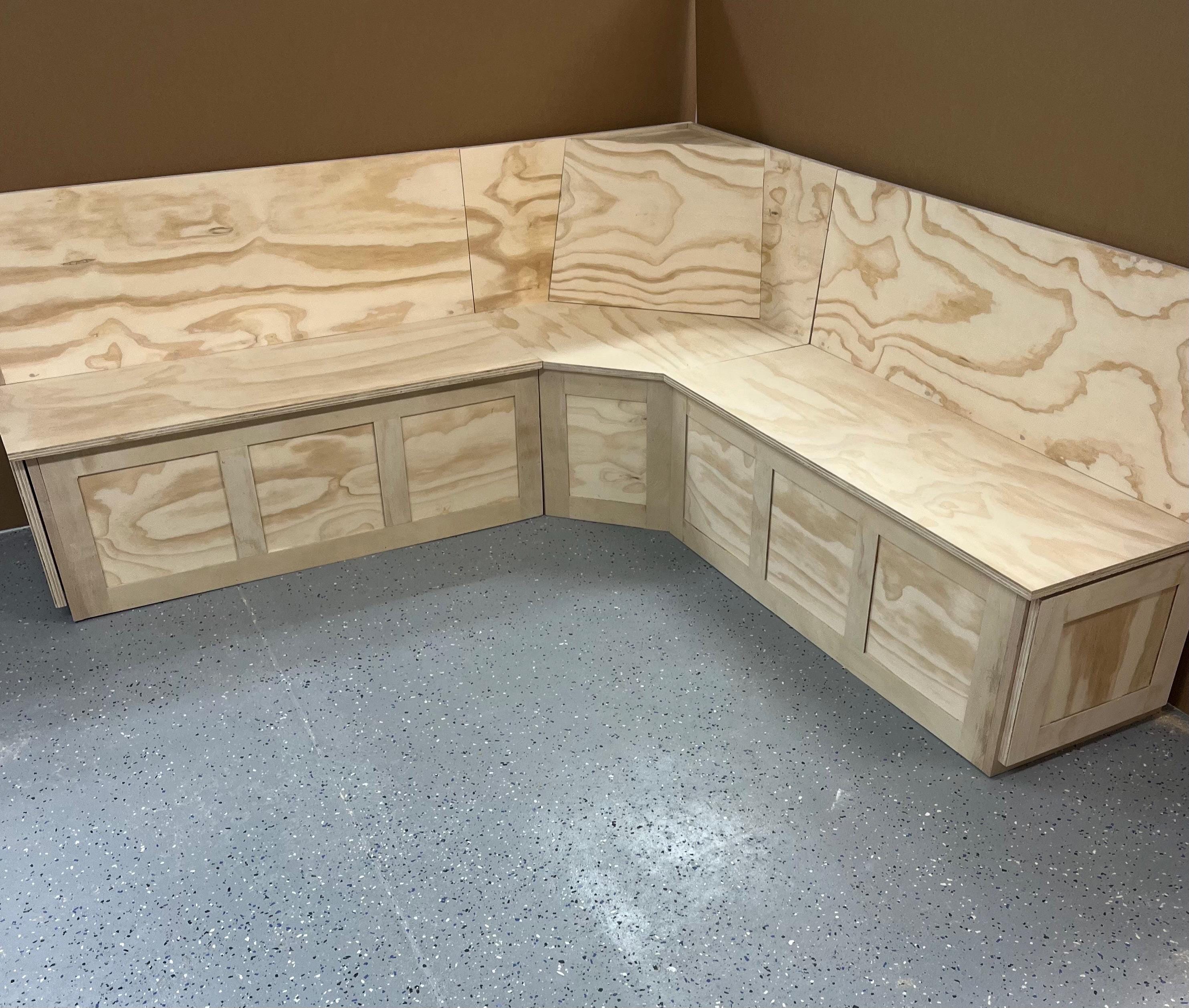 Angled Shaker Corner Bench With Storage Drawers: Kitchen Nook Seating ...