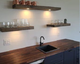 Floating Shelf with Led lights- STAINED Version