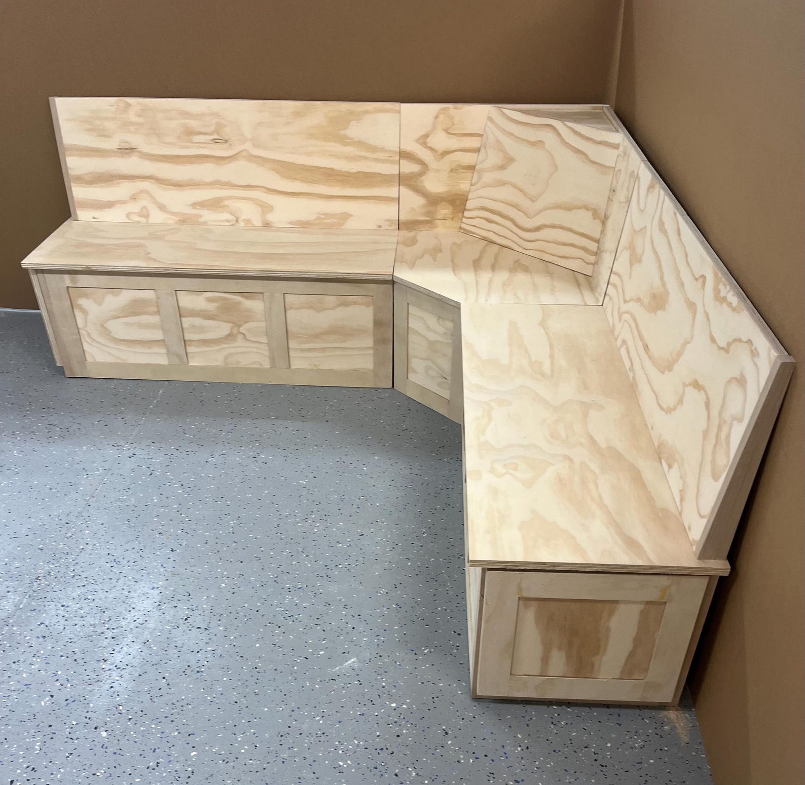 Angled Shaker Corner Bench With Storage Drawers: Kitchen Nook Seating ...