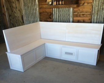 Raw Banquette Bench with Backrest - L Shaped Kitchen Nook