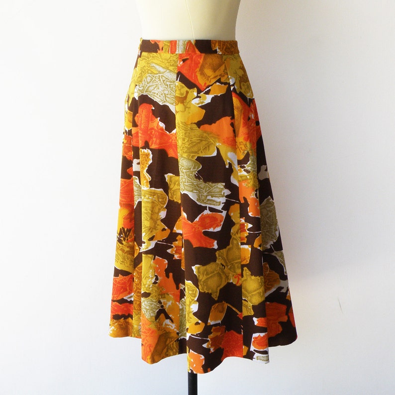 Vintage 1970s Midi Skirt / Fall Colors Skirt / Size S M | Etsy