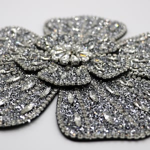 3D Rhinestone Flower Applique Patch: Sew-On Gown Embellishment