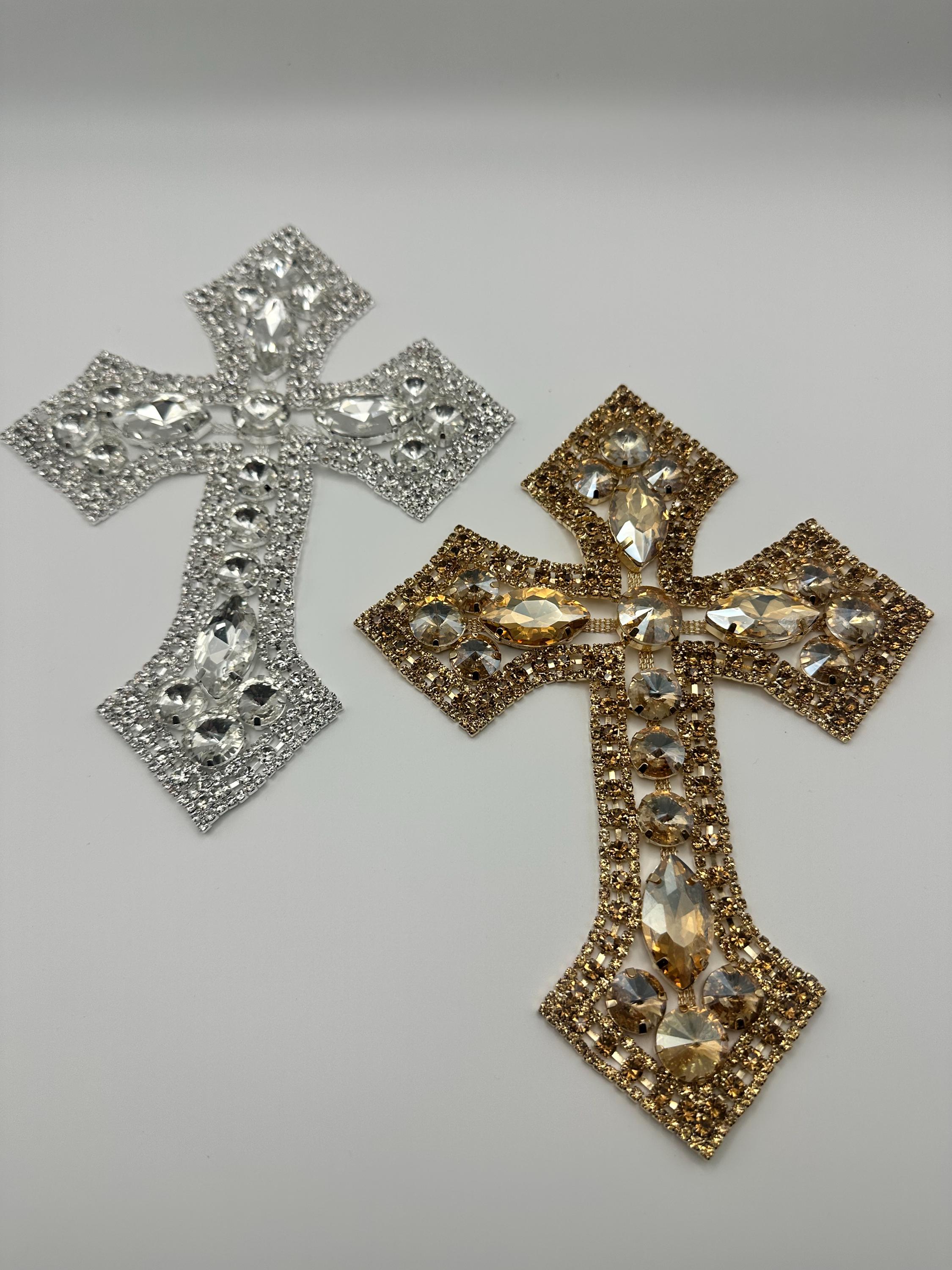 Rhinestone Cross XL Appliqué - Etsy