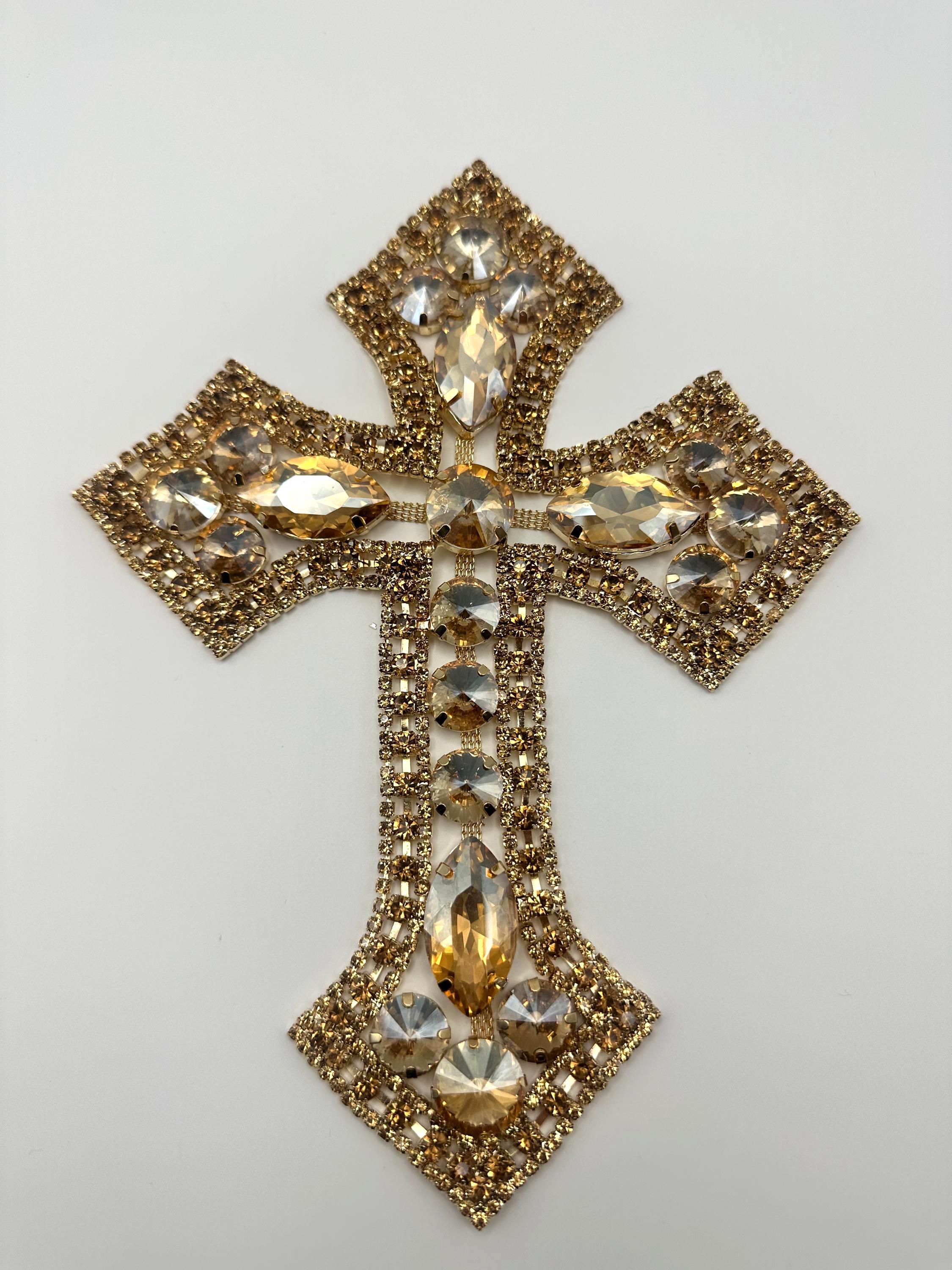Rhinestone Cross XL Appliqué - Etsy