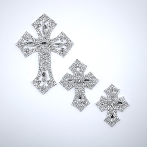 Rhinestone Cross Applique, Beaded Crystal for Wedding, Bridal, Craft, DIY, Clothing, Baptism